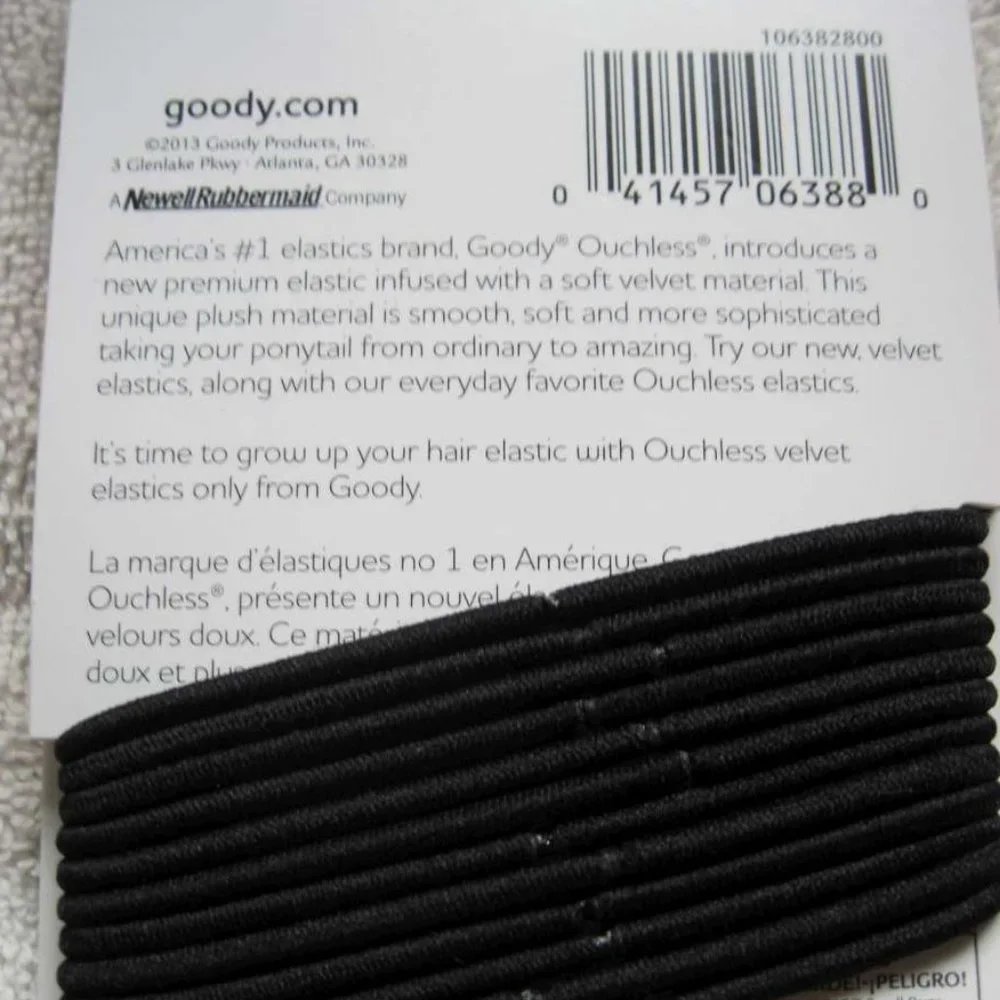 8 Goody Ouchless 4 Velvet Mixed Pack Elastic Hair Band Ponytailers Black Brown